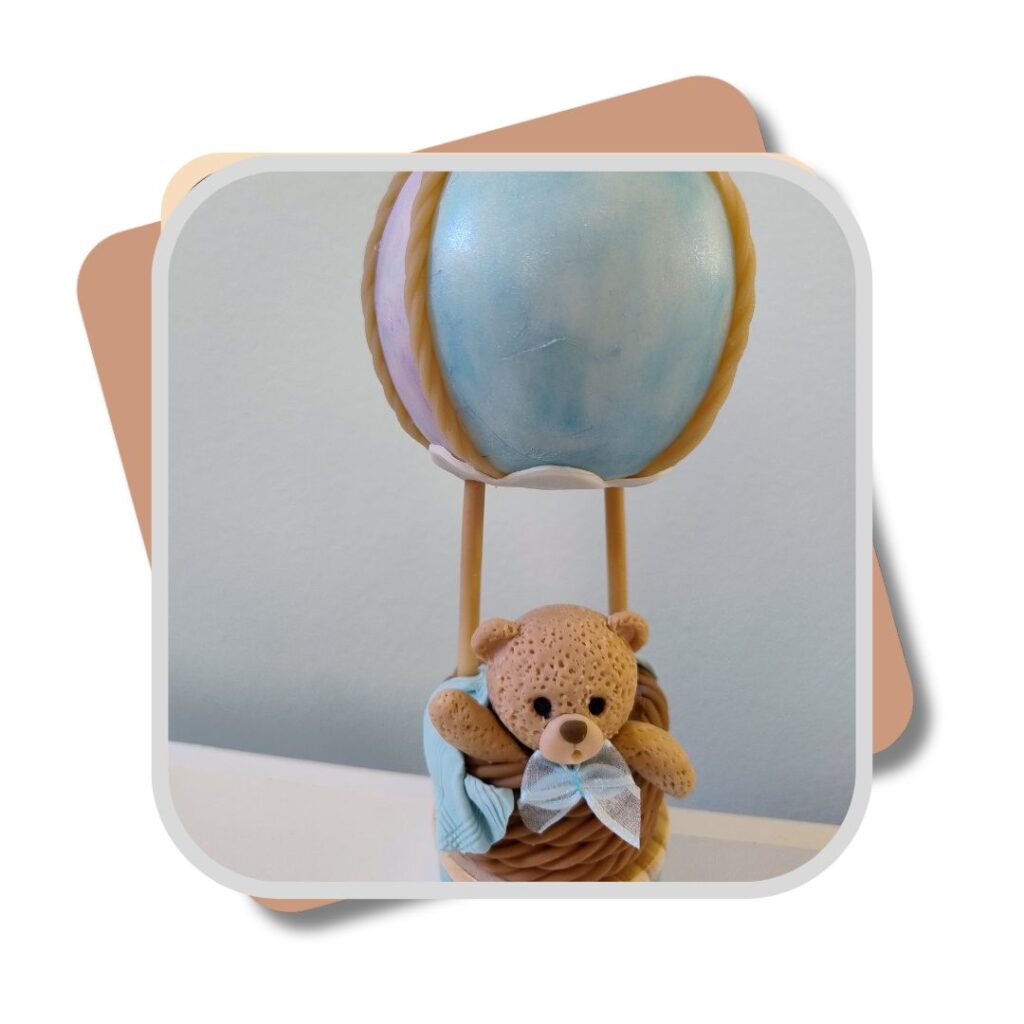 ursinho chegando no balão - lembrancinha para chá de bebê